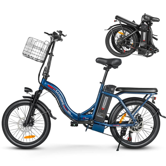 Elektrofahrrad 250W 25km/h 12Ah Samebike CY20 20“ City E-BIKE Dunkelblau+ Korb + Ständer